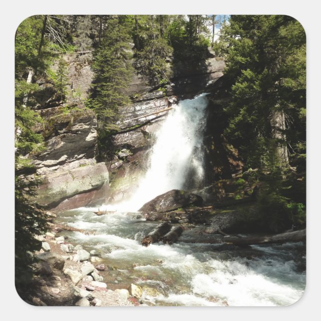 Baring Falls at Glacier National Park Square Sticker (Front)