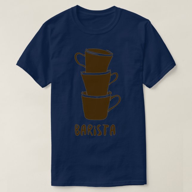Barista 3 Coffee Cups T-Shirt (Design Front)