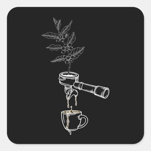 Barista Art Coffee Plant Square Sticker (Front)