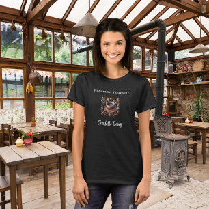 Barista black brown cup coffee beans name quote T-Shirt