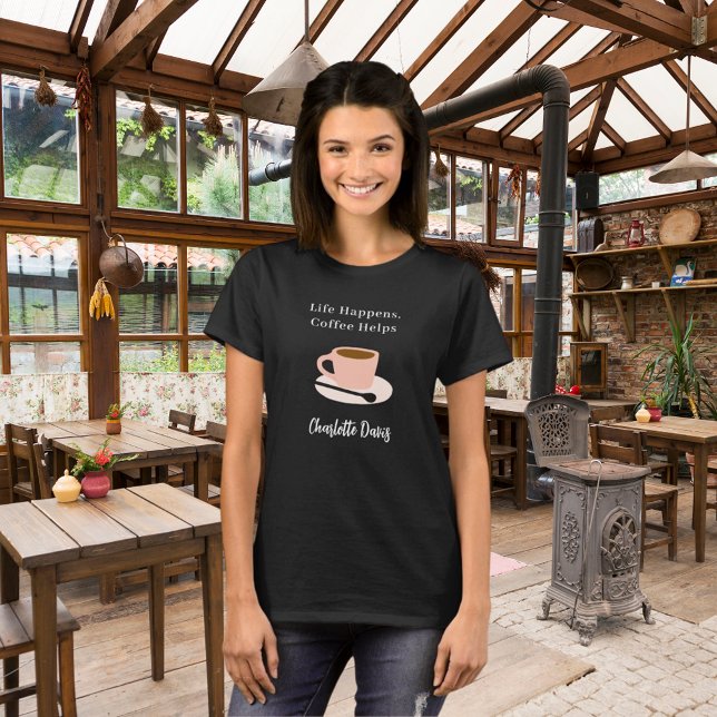 Barista black white cup coffee name quote T-Shirt (Creator Uploaded)