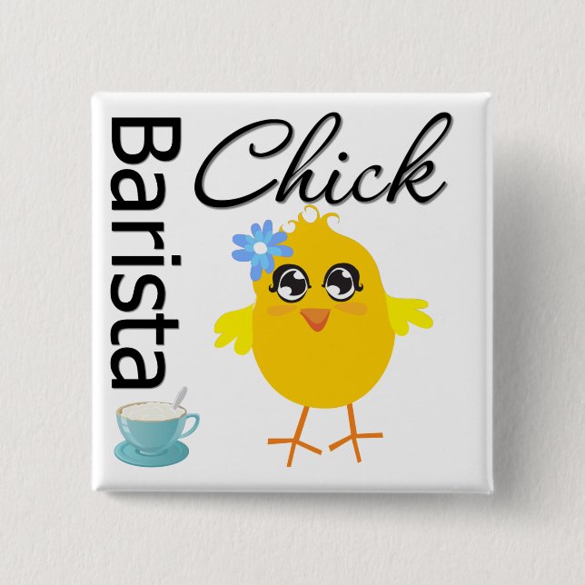 Barista Chick 15 Cm Square Badge (Front)
