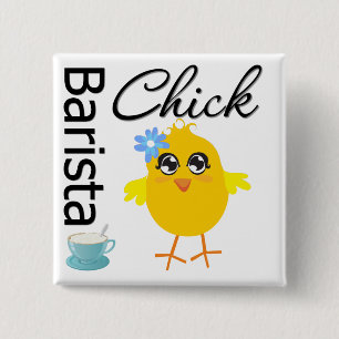 Barista Chick 15 Cm Square Badge