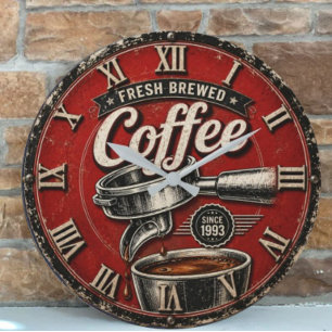Barista Espresso Vintage Coffee Machine Decor Large Clock