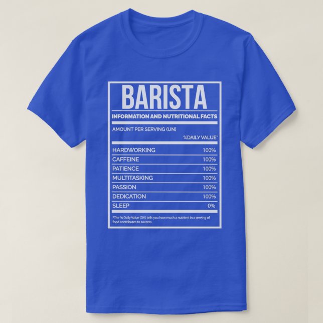 Barista Funny Baristas Nutrition Label for Women T-Shirt (Design Front)