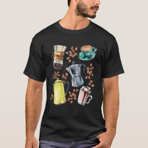 Barista Graphic / Coffee And Espresso In Watercolo T-Shirt