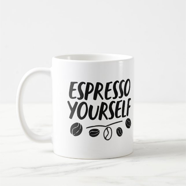 Barista Humour "Espresso Yourself" Pun Quote Mug  (Left)
