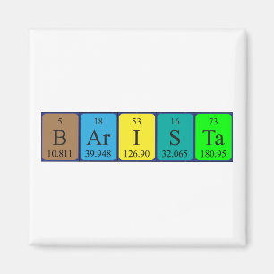 Barista periodic table name magnet
