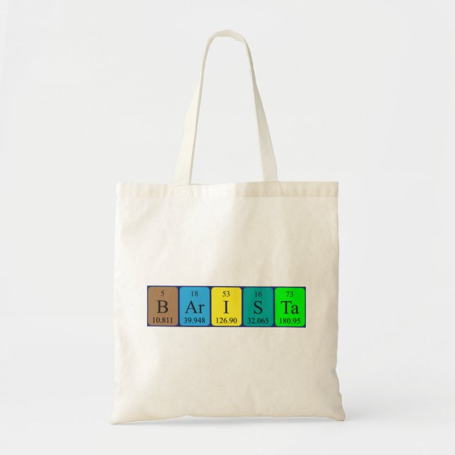 Barista periodic table name tote bag (Front)