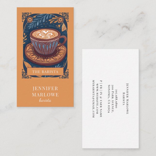 Barista Tarot Illustrated Business Card (Front/Back)