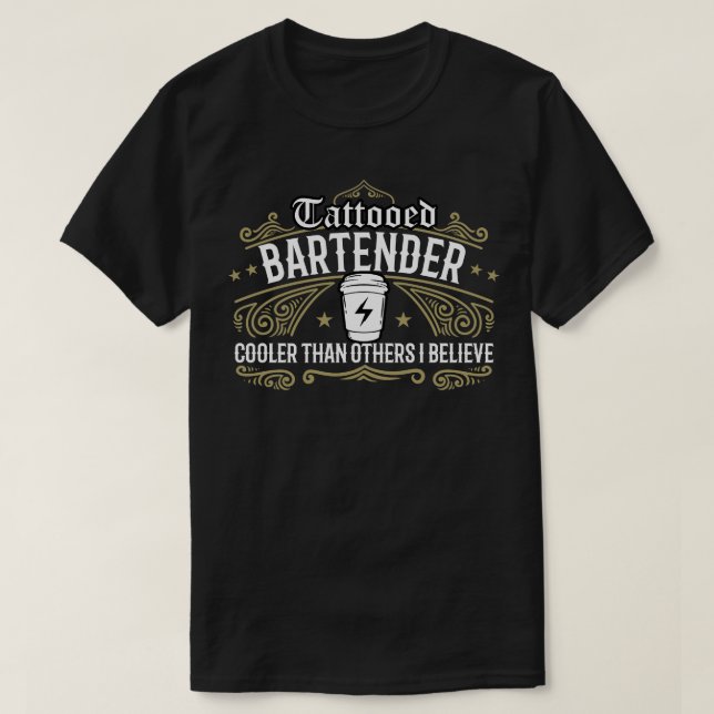 Barista Tattooed Bartender T-Shirt (Design Front)