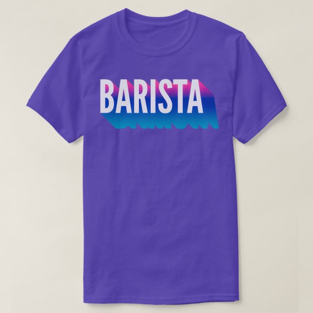Barista With Long Gradient Shadow T-Shirt (Design Front)