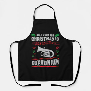 Baritone Euphonium Ugly Christmas Sweater Style Apron