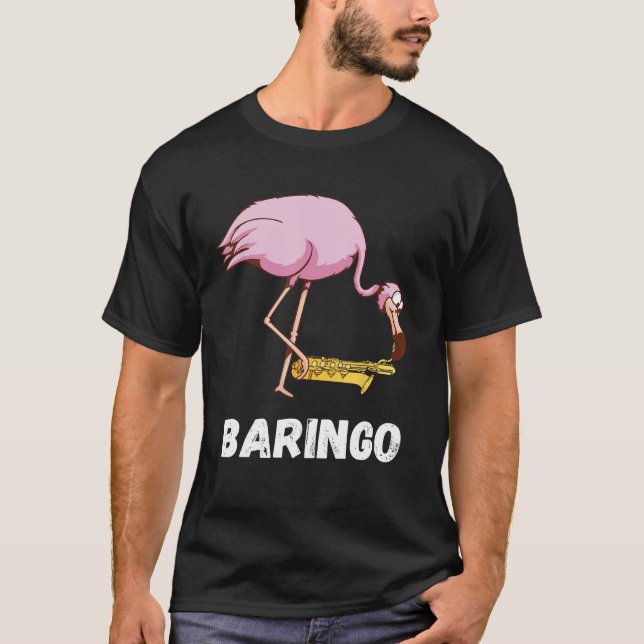 Baritone Flamingo Saxophonist Euphonium Saxophone  T-Shirt (Front)