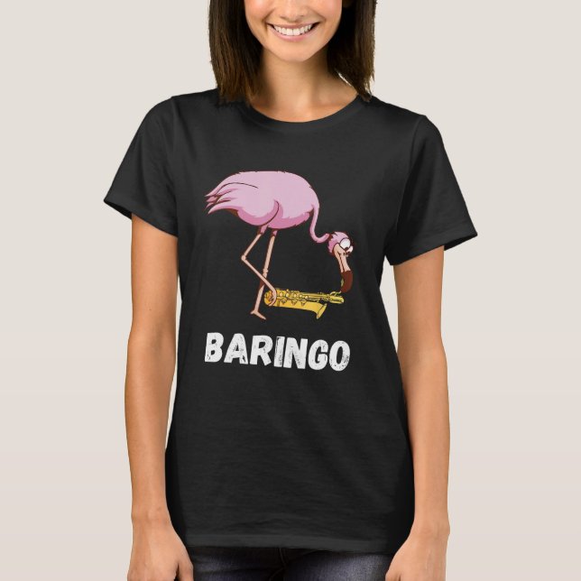 Baritone Flamingo Saxophonist Euphonium Saxophone  T-Shirt (Front)