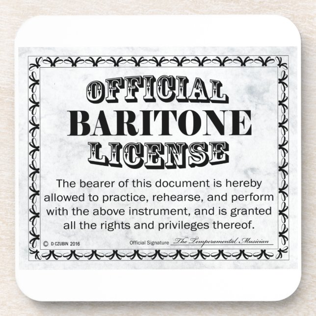 Baritone License Coaster (Front)
