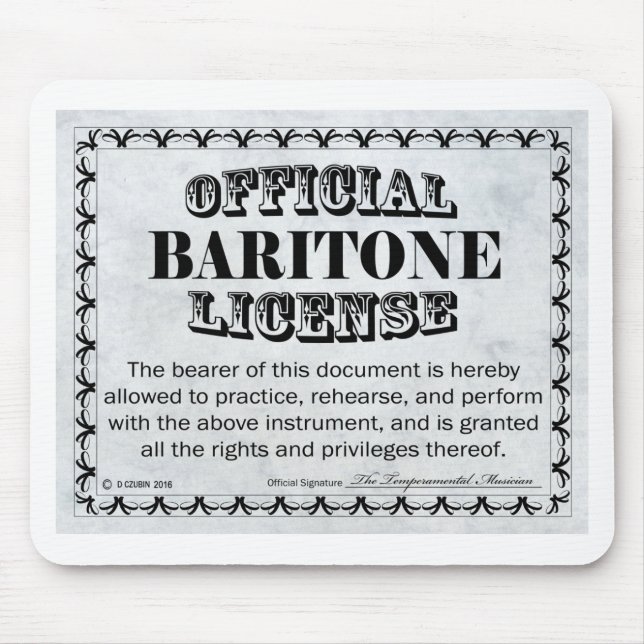 Baritone License Mouse Mat (Front)