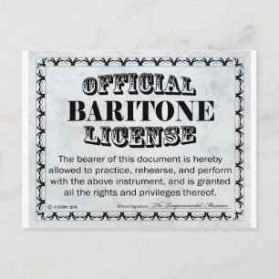 Baritone License Postcard