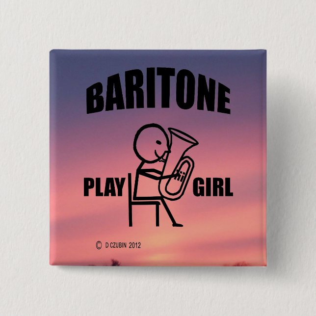 Baritone Play Girl 15 Cm Square Badge (Front)