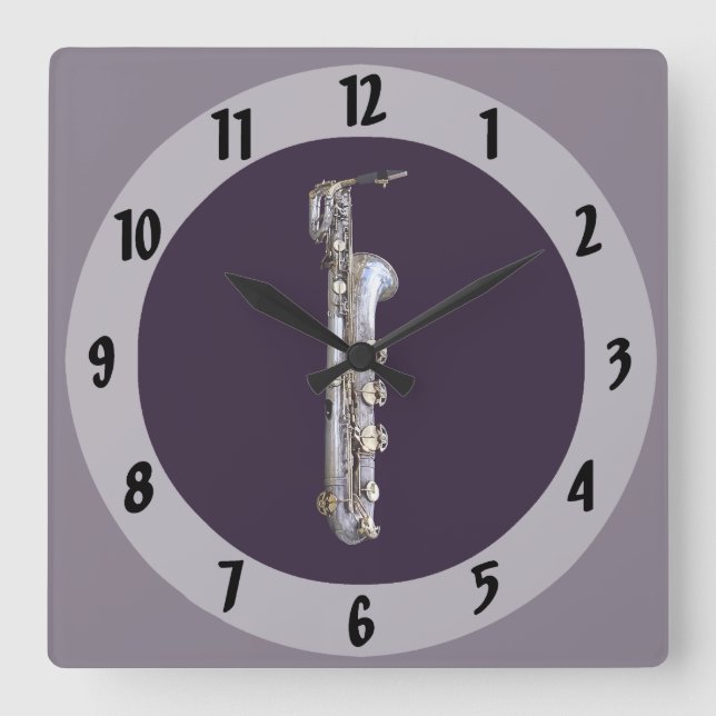 Baritone Saxophone Square Wall Clock (Front)