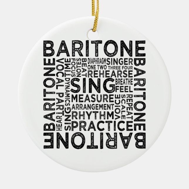 Baritone Typography Ceramic Tree Decoration (Front)