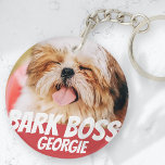 Bark Boss Pet Dog Photo Modern Cool Simple Key Ring<br><div class="desc">Design is simple with a simple colour background and sans serif typography for a superhero look.</div>