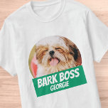 Bark Boss Pet Dog Photo Modern Cool Simple T-Shirt<br><div class="desc">Design is simple with a simple colour background and sans serif typography for a superhero look.</div>