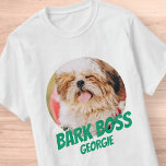 Bark Boss Pet Dog Photo Modern Cool Simple T-Shirt<br><div class="desc">Design is simple with a simple color background and sans serif typography for a superhero look.</div>