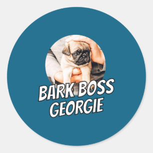 Bark Boss Pet Dog Photo Modern Simple Cool  Classic Round Sticker