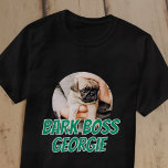 Bark Boss Pet Dog Photo Modern Simple Cool T-Shirt<br><div class="desc">Design is simple with a simple colour background and sans serif typography for a superhero look.</div>