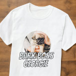Bark Boss Pet Dog Photo Modern Simple Cool T-Shirt<br><div class="desc">Design is simple with a simple colour background and sans serif typography for a superhero look.</div>