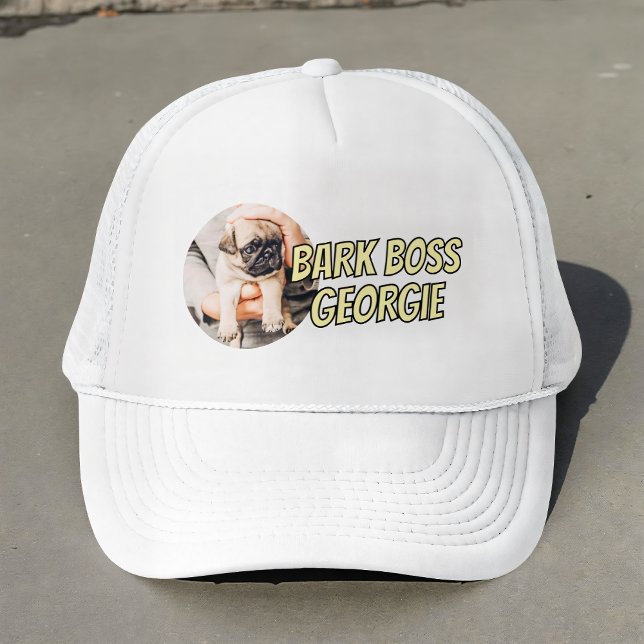 Bark Boss Pet Dog Photo Modern Simple Cool Trucker Hat (Creator Uploaded)