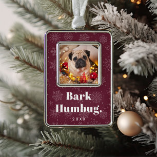Bark Humbug Custom Pet Dog Photo Silver Plated Framed Ornament