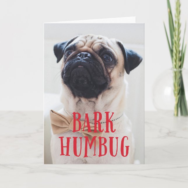 Bark Humbug Cute Puppy Dog | Holiday Photo Folded (Front)