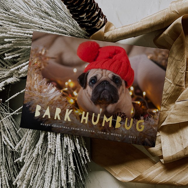 Bark Humbug | Pet Photo Foil Holiday Card (Creator Uploaded)
