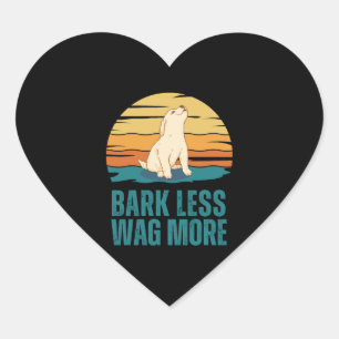 Bark Less Wag More Puppy Dog Heart Sticker