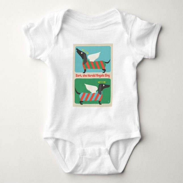 Bark, The Herald Angels Sing Baby Bodysuit (Front)