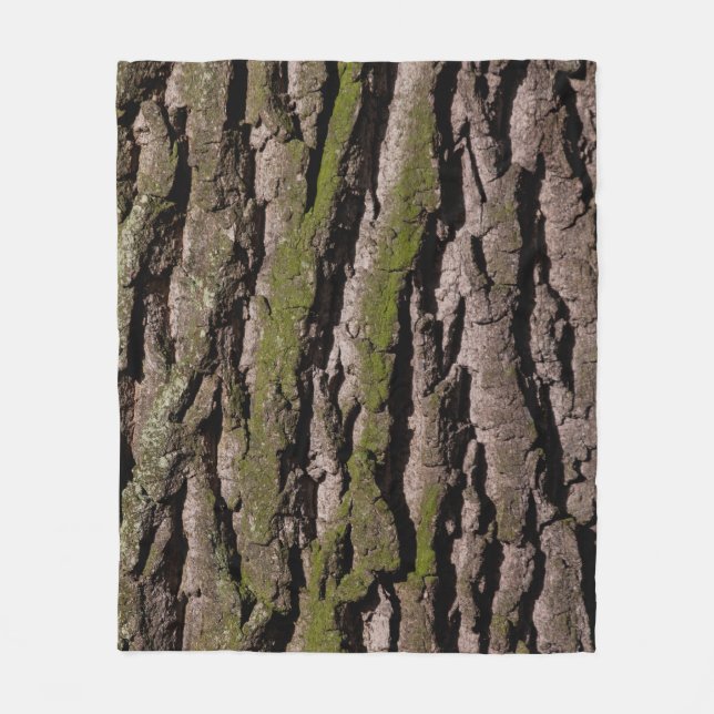 Bark tree oak moss trunk wood fleece blanket (Front)