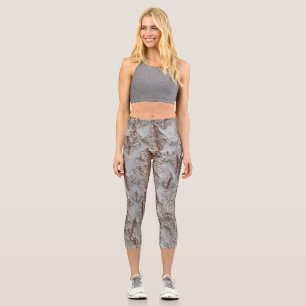Bark wooden pattern capri leggings