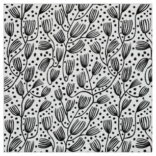 Barkcloth Style Pattern - Black on White Fabric
