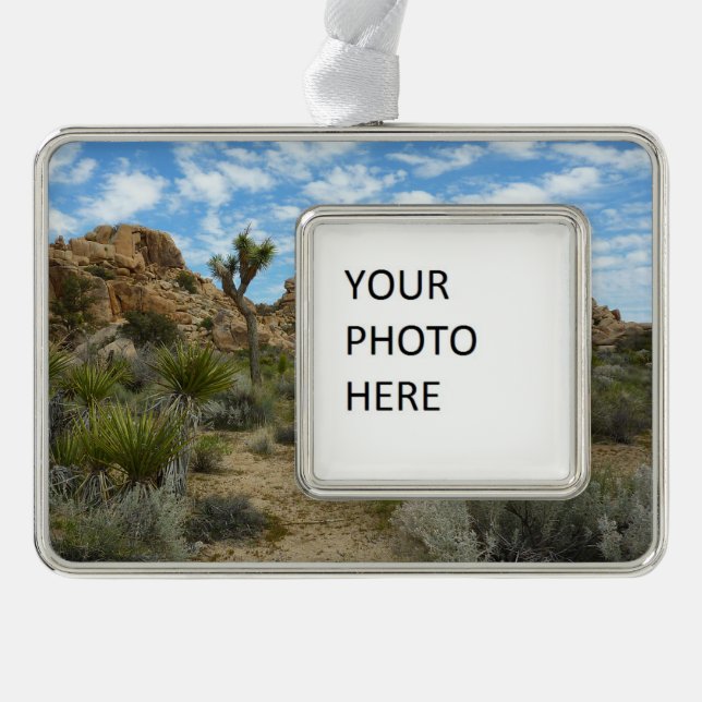 Barker Dam Loop Trail at Joshua Tree National Park Silver Plated Framed Ornament (Front)