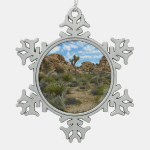 Barker Dam Loop Trail at Joshua Tree National Park Snowflake Pewter Christmas Ornament