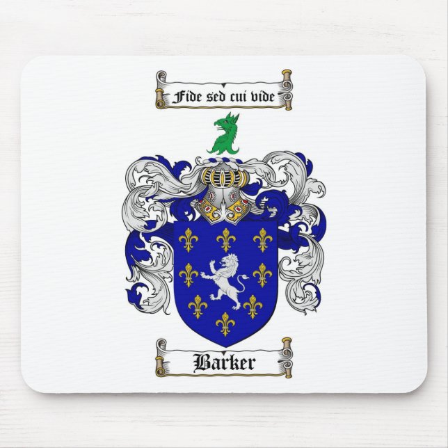BARKER FAMILY CREST -  BARKER COAT OF ARMS MOUSE MAT (Front)