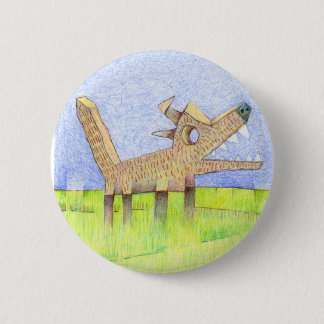 barking dog. 6 cm round badge
