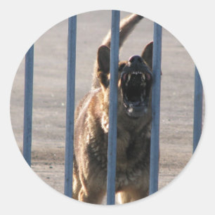 Barking dog classic round sticker