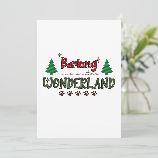 Barking in a Winter Wonderland - Dog Christmas Thank You Card (Standing Front)