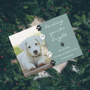 Barking Spirits Bright Puppy Dog Photo Holiday Card