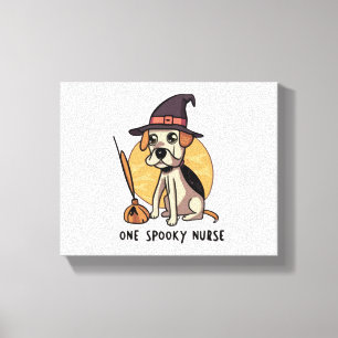Barks and Bandages One Spooky Nurse Dog Design Canvas Print