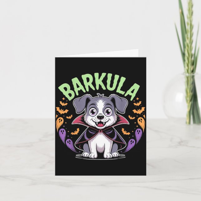 Barkula Cute Dog Halloween Vampire Card (Front)