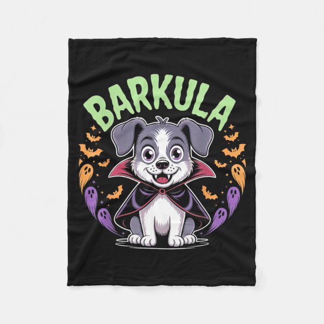 Barkula Cute Dog Halloween Vampire Fleece Blanket (Front)